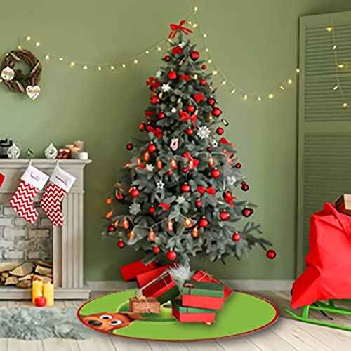 Christmas Tree Skirt Christmas Decorations - 36 Inch Green Soft Xmas Tree Mat for Winter New Year Holiday Party Ornaments