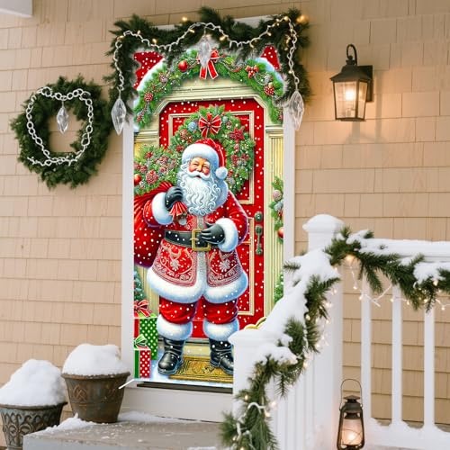 Nuxovilar Santa Rabbit Christmas Door Cover 35x71 in CW00231 Polyester