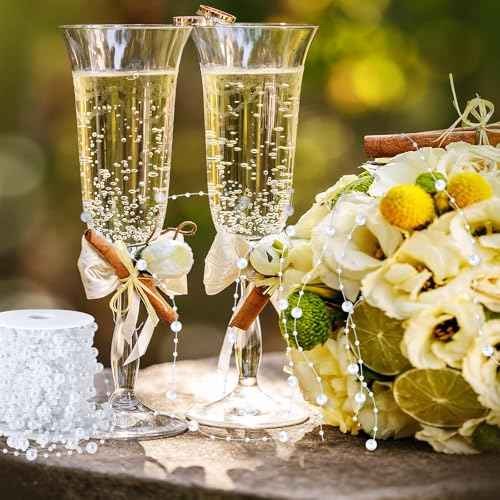 JULBEAR 131 Feet Artificial Pearl Beads Garland, White Christmas String of Pearls for Christmas Tree Fireplace Wreath Gift Bouquet Crafts DIY Supplies Wedding Party Decoration