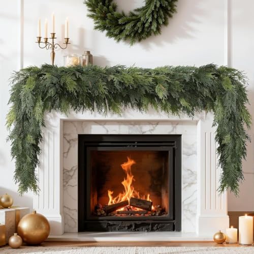 SHareconn 12FT Artificial Christmas Cedar Garland Decoration,