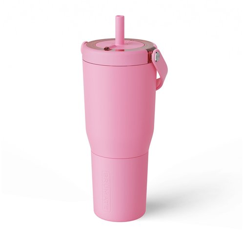 BrüMate Resa 35oz 100% Leakproof Travel Tumbler with Handle & Straw | Flexible SoftSip Straw | Silicone Sleeve for Durability | Stainless Steel | Cup Holder & Travel Friendly Water Bottle | (Primrose)