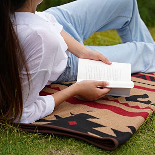 PuTian Merino Wool Camping Blanket 87x63 Kaki Flame Lightweight & Warm