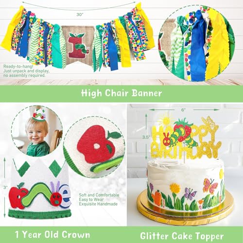 Green Caterpillar 1st Birthday Decorations Kit with Balloons & Banners