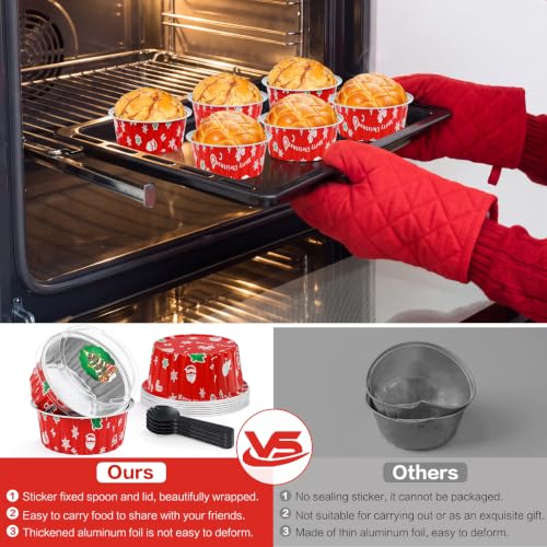 Christmas Mini Cake Pans with Lids, 60Pack 5oz Round Muffin Tins Set - Snowman & Father Christmas Theme