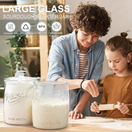 2 Pack 1 Gallon Glass Cookie Jars with Airtight Silicone Lids - Food Storage