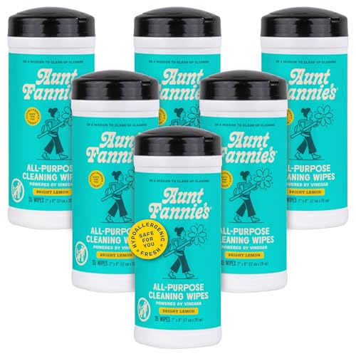 Natural Cleaning Vinegar Wipes Bright Lemon Pack of 6 - Eco-Friendly & Biodegradable