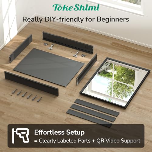 TokeShimi 14x18 Recessed Black Medicine Cabinet with Mirror & Adjustable Shelves - Assembly Required