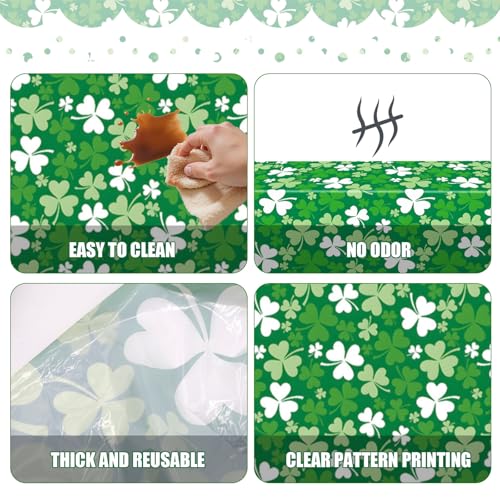 2 Pack St. Patrick's Day Tablecloth Disposable Plastic 54x108'' Table
