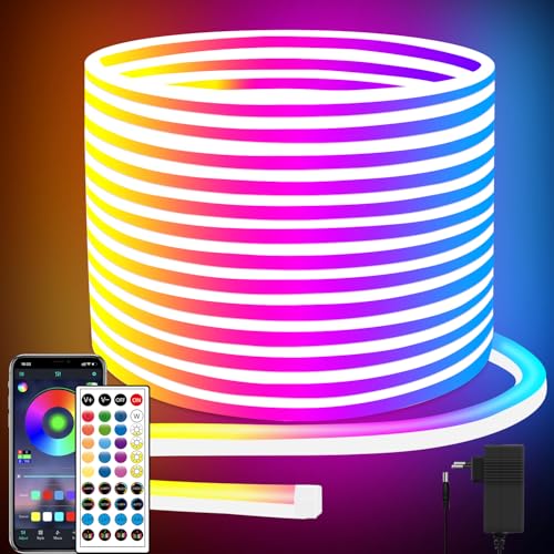 132FT LED Neon Rope Lights with App & Remote Waterproof RGB Outdoor Decor