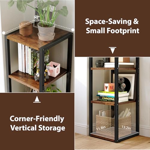 DreamDashio 6-Tier Corner Shelf Tall Narrow Bookcase for Small Spaces
