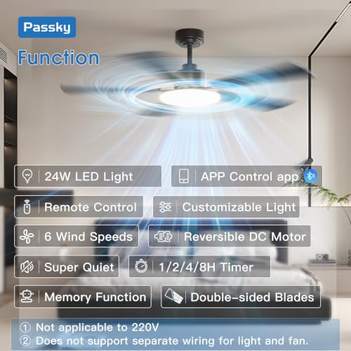 Black 52-Inch Ceiling Fan with Lights and Remote Control - Modern & Energy Efficient