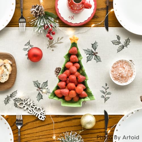 Artoid Mode 13x90 Inch Xmas Table Runner Beige | Holiday Home Party Decor
