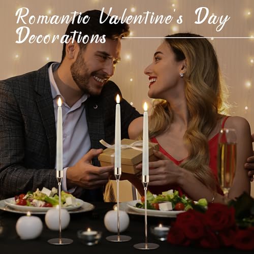 40 Pcs Ivory Flameless Taper Candles LED Flickering Candlesticks for Weddings & Decor