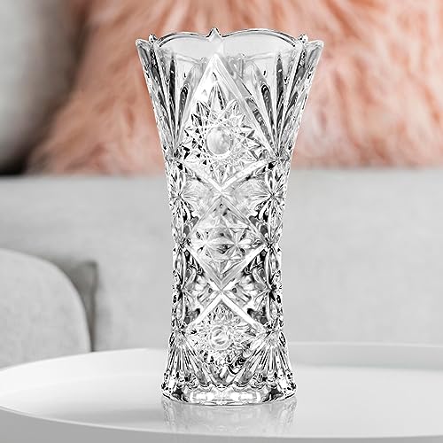 CS Crystal Vase 12-inch Cylinder Sunshine Design - Elegant Flower & Decor Gift