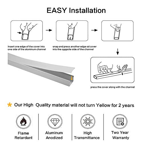 hunhun 10-Pack 6.6ft/ 2Meter Plus-Size U Shape LED Aluminum Channel