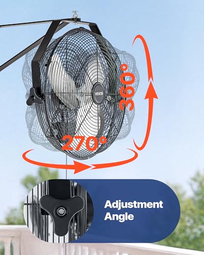 VEVOR 14 Inch Industrial Wall Mount Fan with 3 Speeds, Waterproof Outdoor Cooling