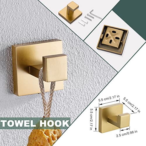 Brushed Dark Gold 4-Piece Bathroom Towel Bar Set - Wall Mounted Stainless Steel