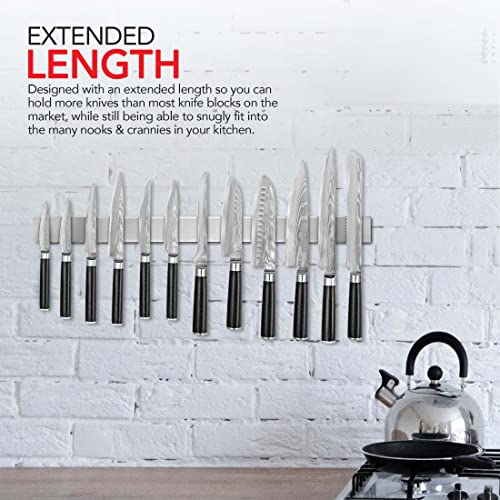 24-Inch Stainless Steel Magnetic Knife Holder - Wall & Fridge Mount, Modern Kitchen Organizer