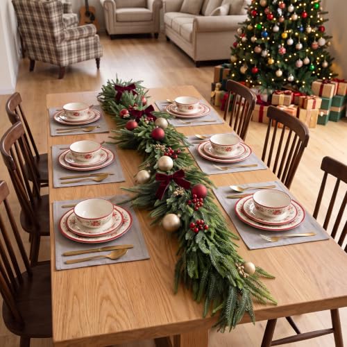 4Pcs 6FT Real Touch Norfolk Pine Garland, Christmas Garland