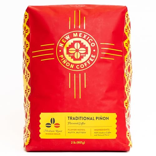 New Mexico Piñon Coffee - Traditional Whole Bean Flavored Coffee (32 oz) - Natural Southwestern Nutty Arabica