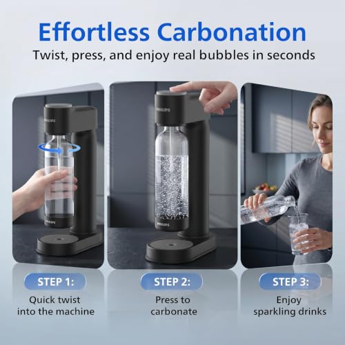 Philips Sparkling Water Maker Soda Streaming Machine Black Plastic