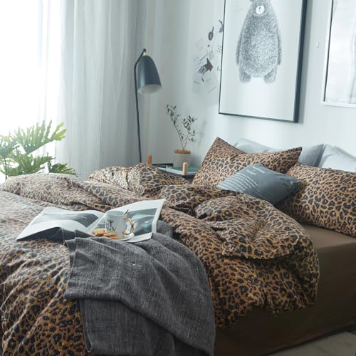 LifeTB Queen Leopard Comforter Set 3P Fluffy Microfiber Bedding Animal Print Variation 1#