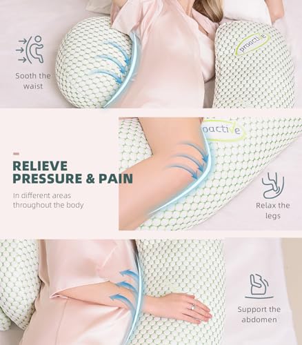 Pregnancy Body Pillow with Detachable Cover, Support for Back Belly Hips Legs