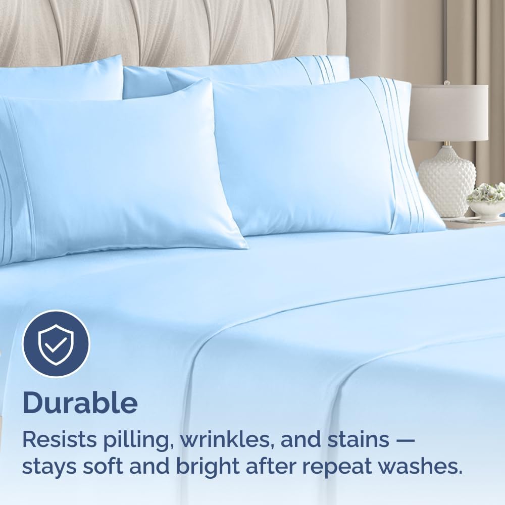 Queen Pillow Cases by [Brand Name] - Ultra Soft Hotel Quality Covers - Wrinkle Free & Fade Resistant - 10 Piece Set in Light Blue