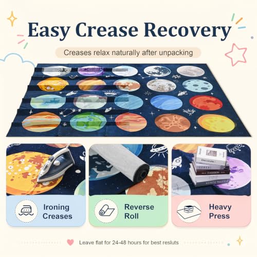 Kimicole 10x12 ft Classroom Rug with 30 Planet Spots for Preschool & Elementary