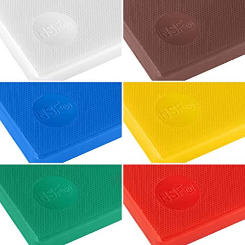 6-Piece Color Coded Plastic Cutting Boards Set - 18 x 12 Inches, Anti-Slip, Dishwasher Safe