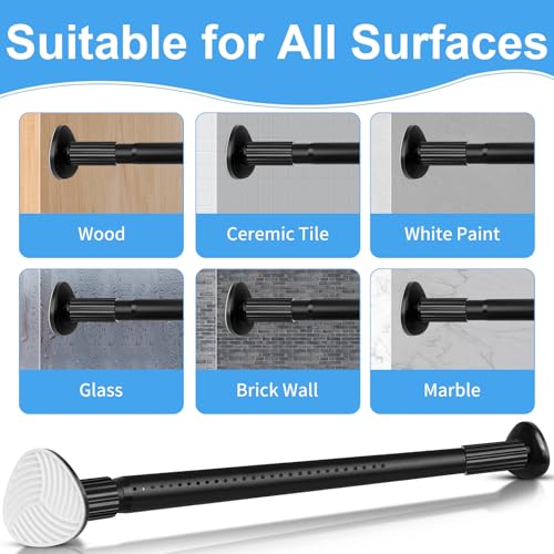Black Tension Curtain Rod 51-165 Inch No Drilling Outdoor Indoor Heavy Duty