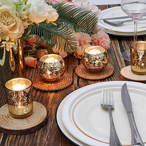 Gold Assorted Votive Candle Holders - 24 Pcs Mercury Glass Tea Light Holders
