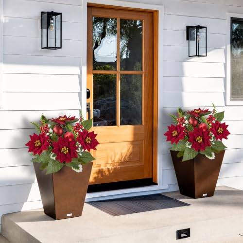 MELAJIA Red Artificial Christmas Poinsettia Bouquet, 2 Pack Holiday Decor