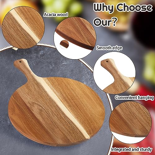 Sliner 6 Pcs Acacia Wood Round Cutting Board 0.6 Inch Thick, 12 x 16