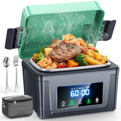 GEARGO Blue 6.7 Cups Cordless Electric Heated Lunch Box with Removable Divider