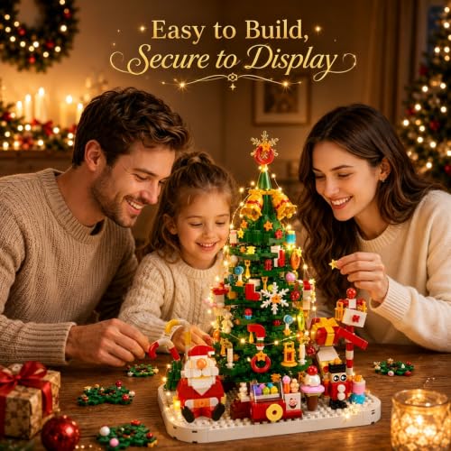 MYDOVA 2026 Christmas Tree Building Blocks Advent Calendar with Warm Light, 1250+ Pieces