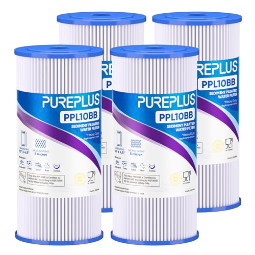 PurePlus 5 Micron 10x4.5 Inch Whole House Sediment Water Filter - 4 Pack, Variation of THIS Listing