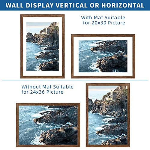 Hongkee Rustic Brown 24x36 Poster Frame Set of 2 for 20x30 & 24x36 Photos, Wall Art Display