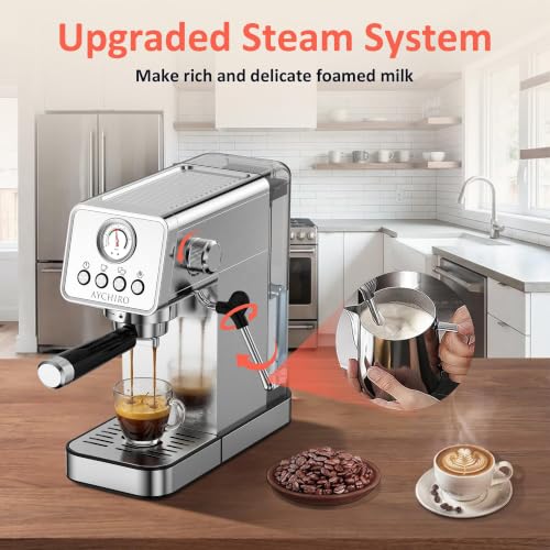 AYCHIRO 20-Bar Espresso Machine with Steam Wand & Removable Water Tank
