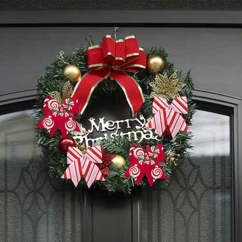 2 Rolls Christmas Ribbon for Wreath Bows Wrapping Gifts, Red Pink Candy Cane Ribbon for Gift Wrapping Party Supplies Decoration DIY Crafts 2.5" X 10 Yard Wired Winter Christmas Wreath Ribbon