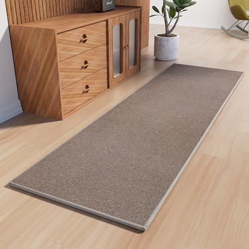 AREDO Brown 6' x 2' Non-Slip Runner Rug - Washable Low Pile Floor Carpet