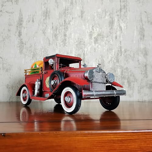 Vintage Fire Truck Model - Metal Collectible Toy 11.3 Inches Long
