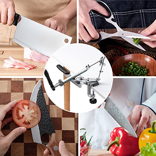 Silver Knife Sharpener Kit with 10 Whetstones & 360° Flip Design - Professional Kitchen Tool