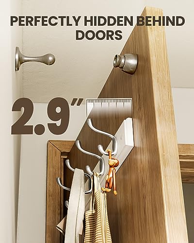 Amada Wall Mount Coat Rack 2-Pack with 8 Hooks, White Entryway Organizer