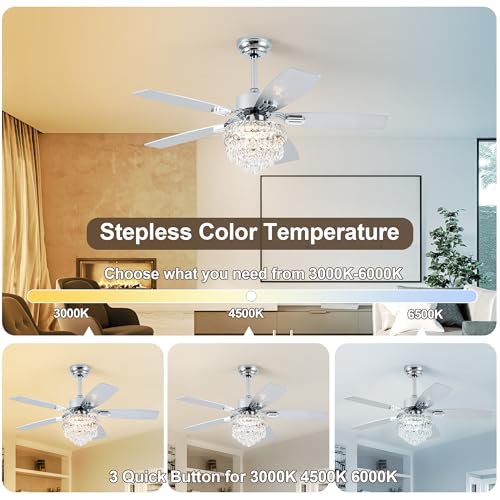 Chrome 42-Inch Ceiling Fan with Lights and Remote Control