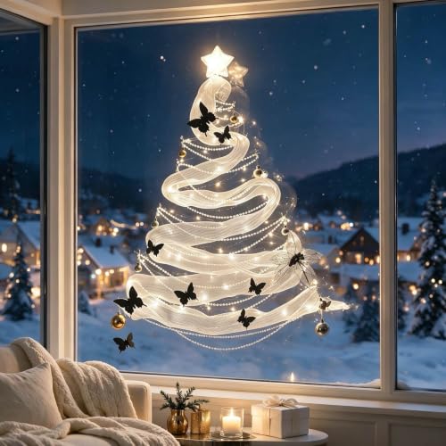 DIY Beaded Wall Christmas Tree Kit with Lights - Modern Holiday Decor