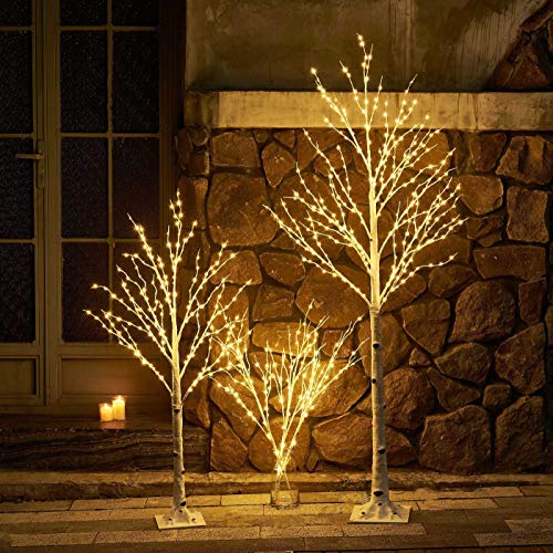 6FT White Birch Lighted Twig Tree with 330 LED Fairy Lights Indoor Outdoor Christmas Decor