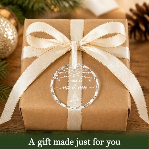 1st Anniversary Ornament – XIVON HOME Glass Keepsake Gift for Couples