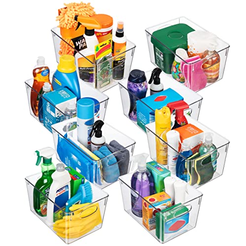 8 Pack Clear Plastic Storage Bins with Lids - 11 x 7.5 x 6 Inch Kitchen & Pantry Organization