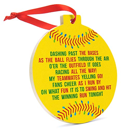 Softball Christmas Ornament Jingle All The Way - Round, Handcrafted Holiday Decor